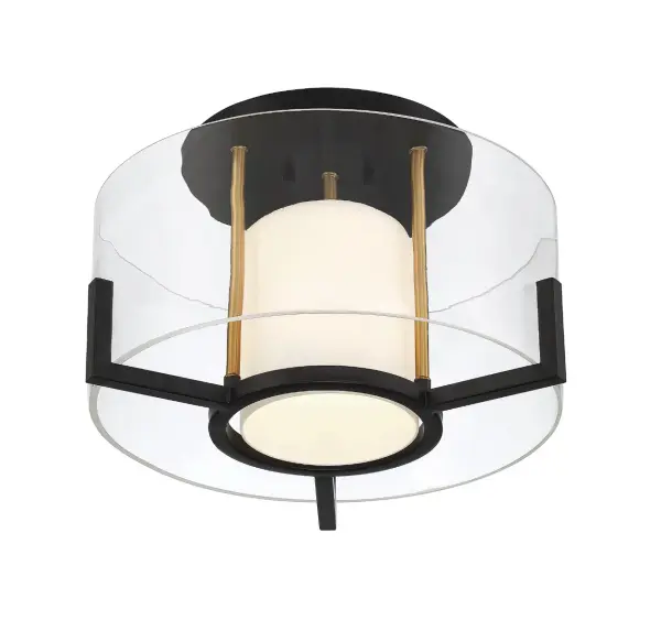 Eaton 1-Light Ceiling Light in Matte Black with Warm Brass Accents - Image 4