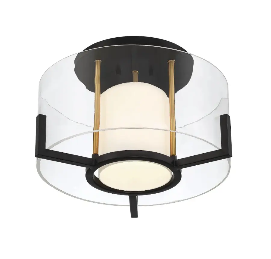 Eaton 1-Light Ceiling Light in Matte Black with Warm Brass Accents - Image 4