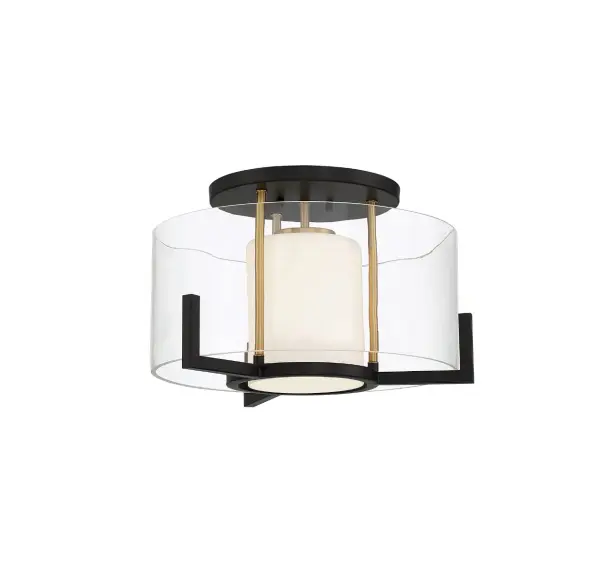 Eaton 1-Light Ceiling Light in Matte Black with Warm Brass Accents - Image 5