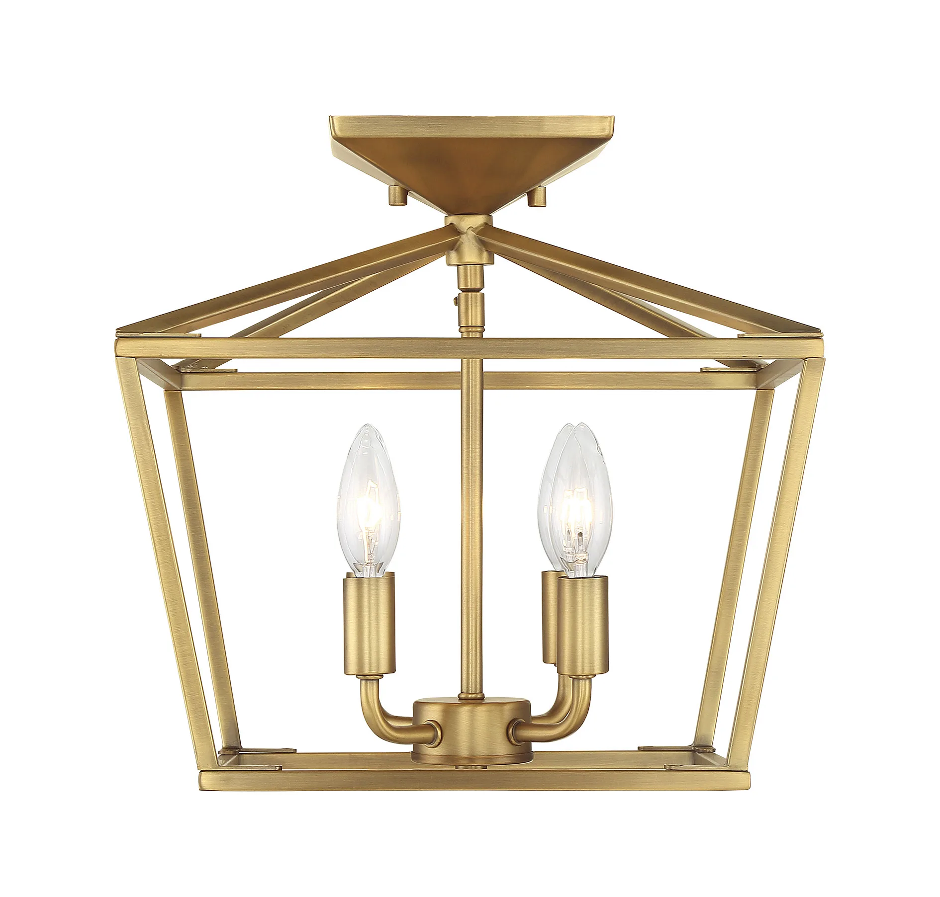 Townsend Four Light Semi-Flush Mount in Warm Brass