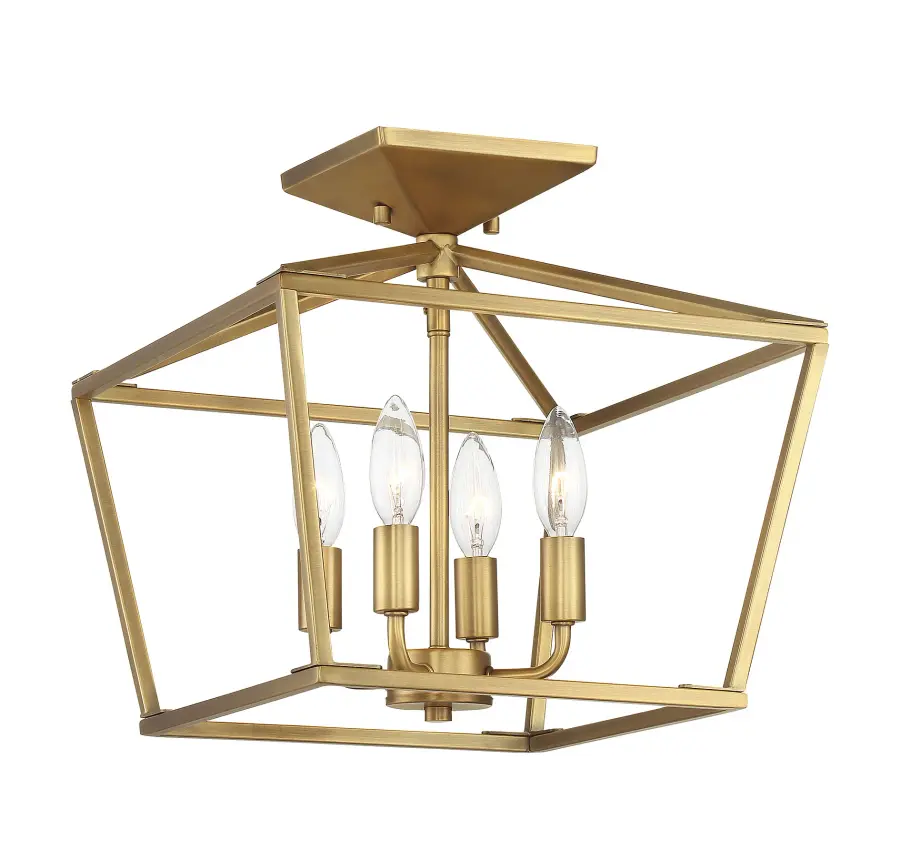 Townsend Four Light Semi-Flush Mount in Warm Brass - Image 2