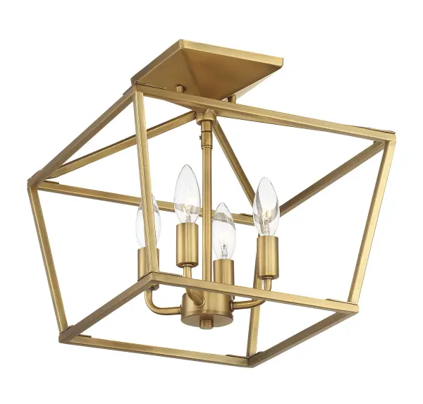 Townsend Four Light Semi-Flush Mount in Warm Brass - Image 3
