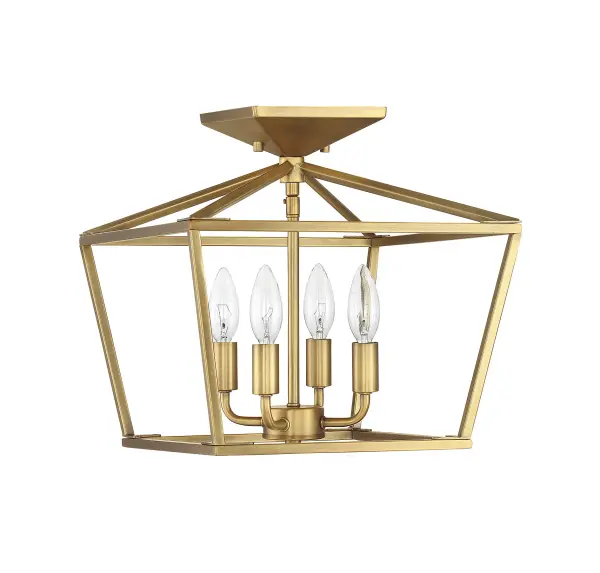 Townsend Four Light Semi-Flush Mount in Warm Brass - Image 5