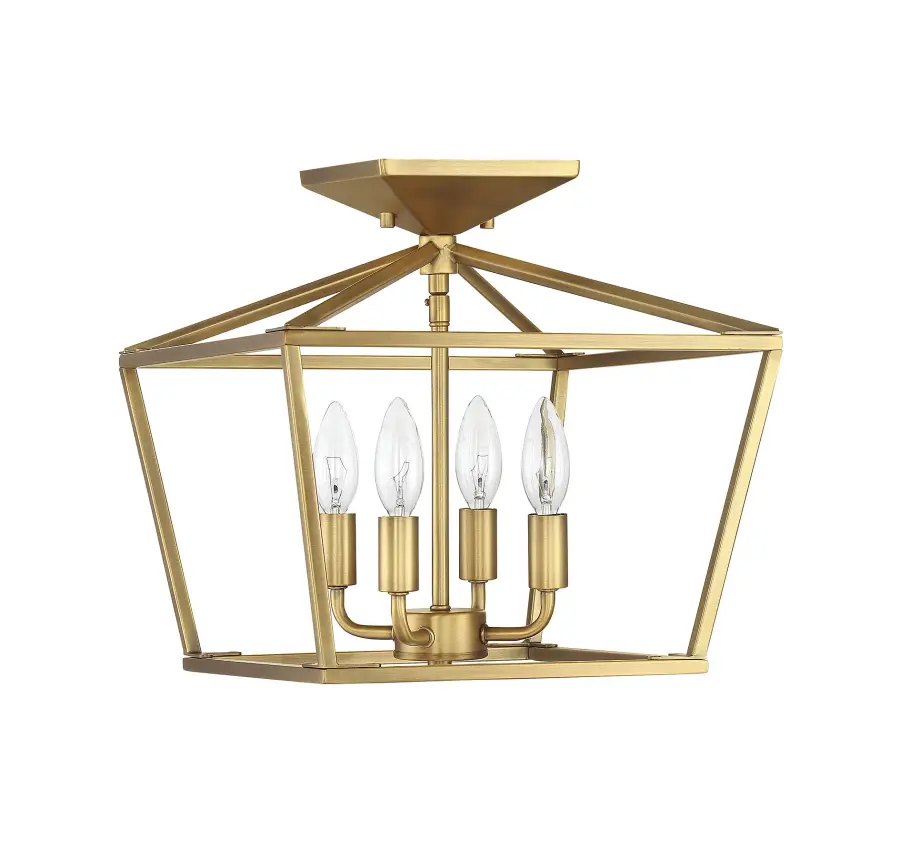 Townsend Four Light Semi-Flush Mount in Warm Brass - Image 5