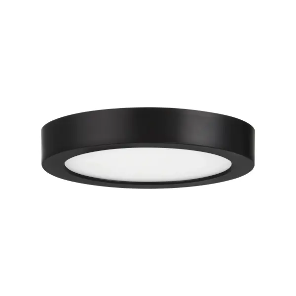 This ultra-slim 5.3-inch flush mount delivers efficient LED lighting in a minimalist black profile. Wet-rated and Title 24 compliant, it's ideal for tight spaces like closets, bathrooms, and hallways where ceiling clearance is limited. - alternate view