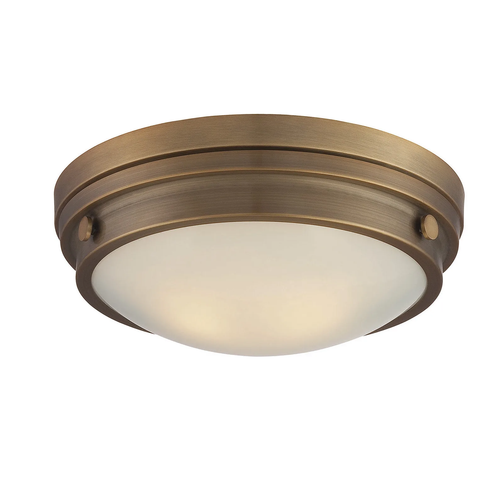 Lucerne Two Light Flush Mount in Warm Brass