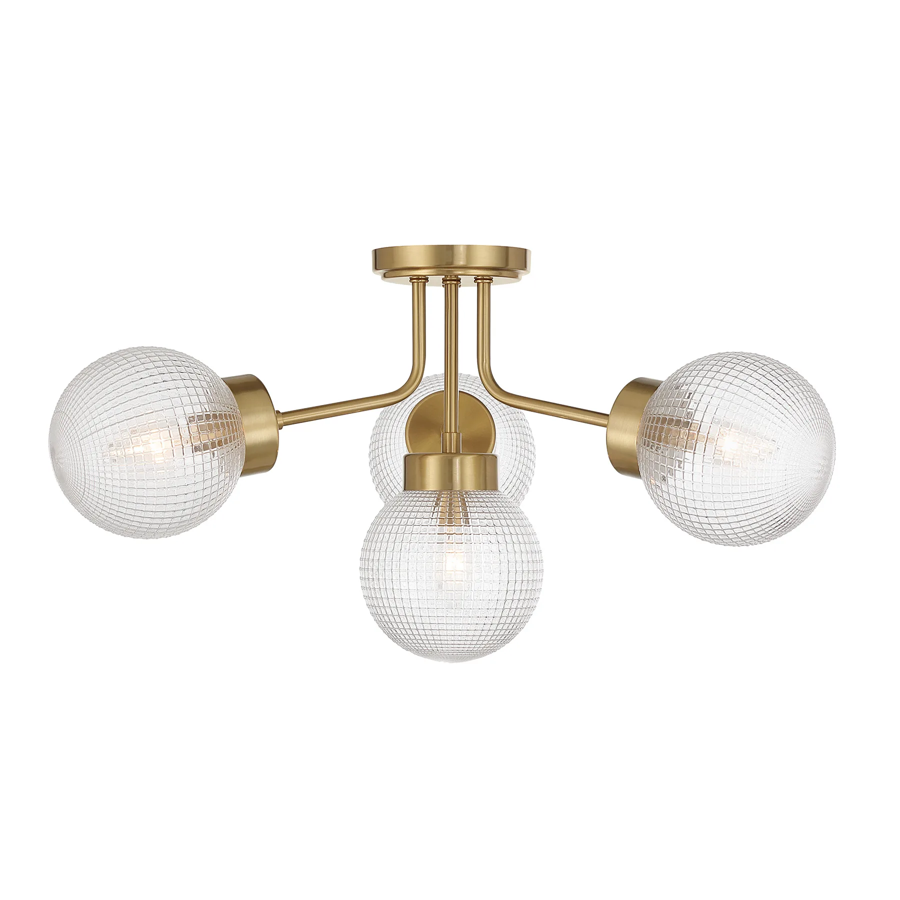 Coral Four Light Semi-Flush Mount in Warm Brass