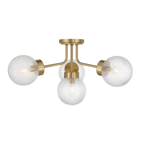 Coral Four Light Semi-Flush Mount in Warm Brass - Image 1
