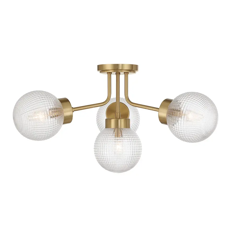 Coral Four Light Semi-Flush Mount in Warm Brass - Image 1