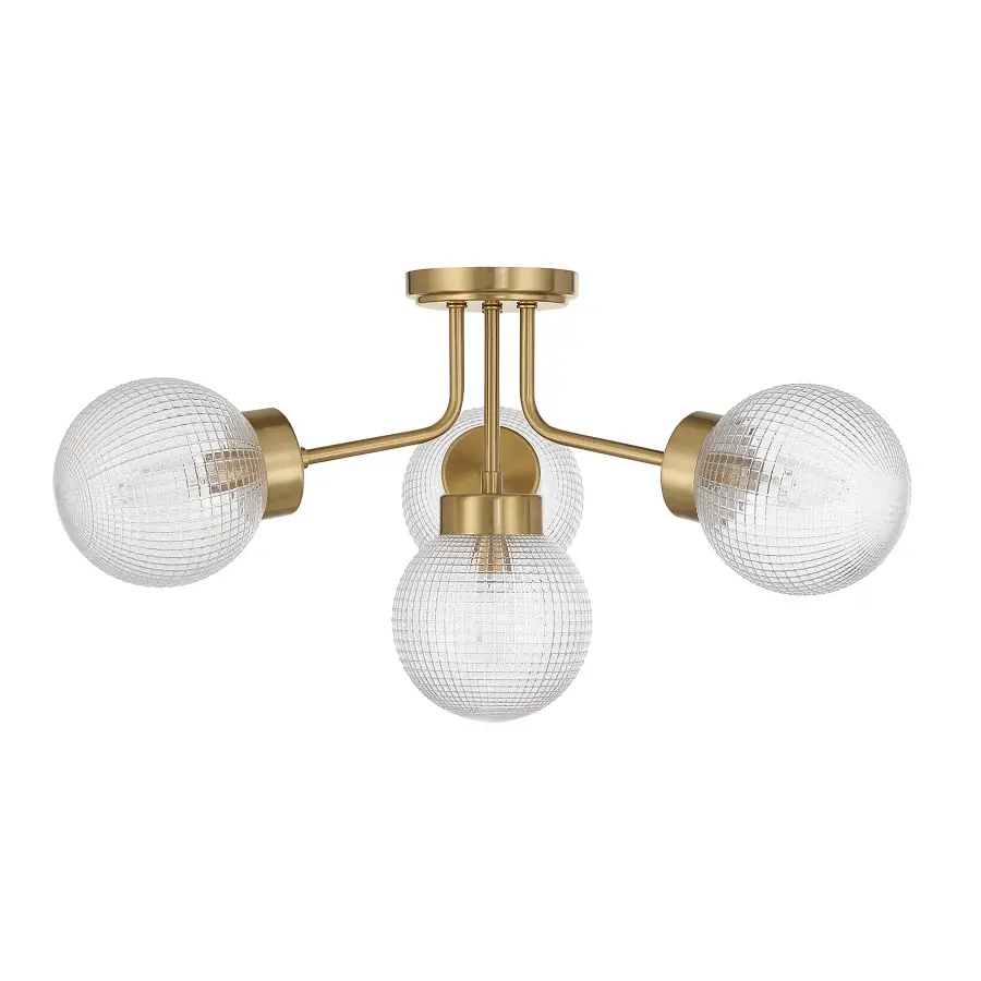 Coral Four Light Semi-Flush Mount in Warm Brass - Image 2