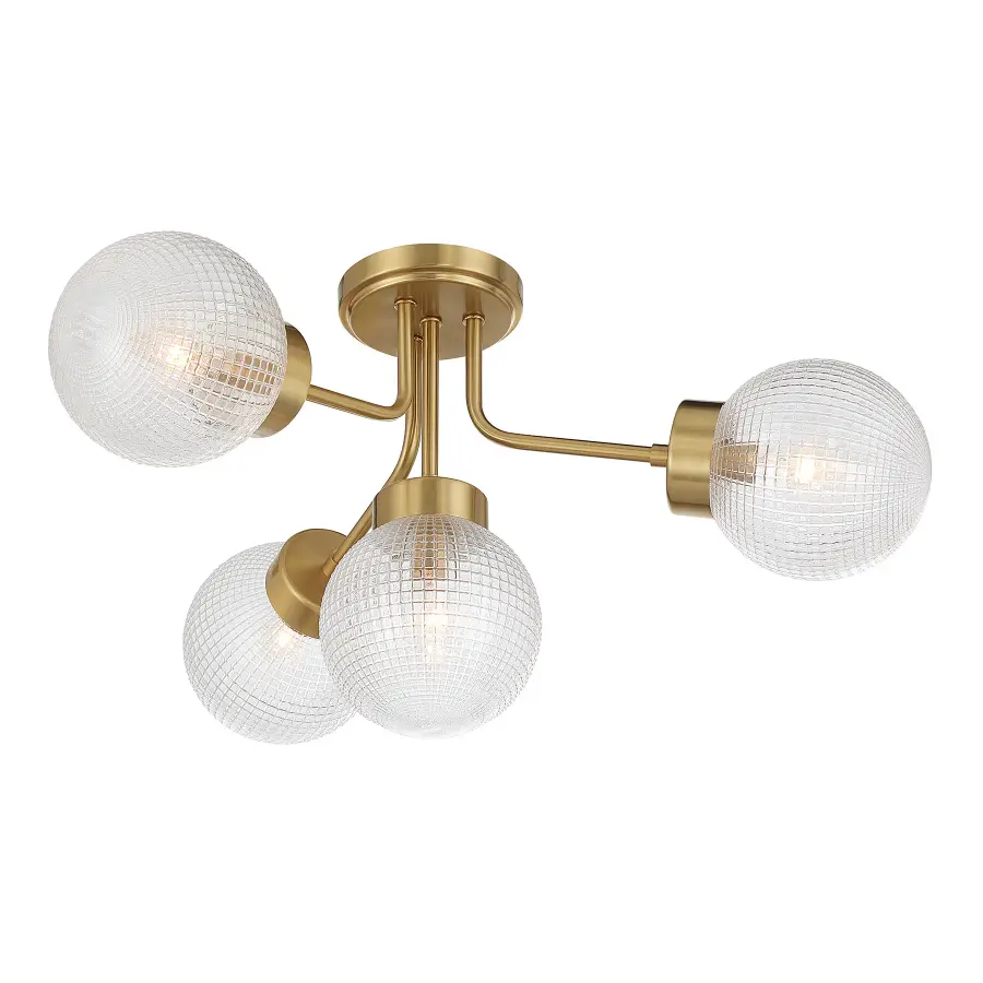 Coral Four Light Semi-Flush Mount in Warm Brass - Image 5