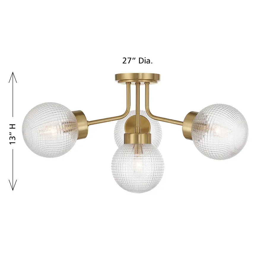 Coral Four Light Semi-Flush Mount in Warm Brass - Image 7
