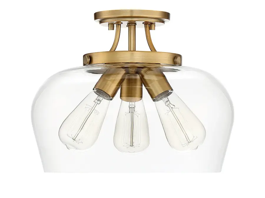 Octave Three Light Semi-Flush Mount in Warm Brass - Image 2