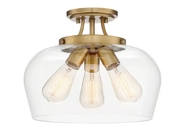 Octave Three Light Semi-Flush Mount in Warm Brass - Image 3