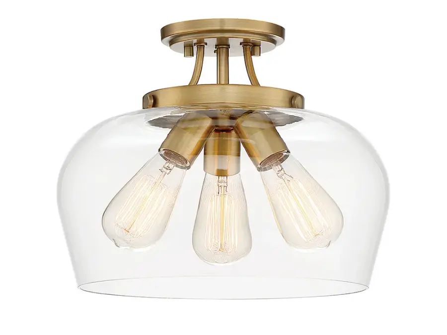 Octave Three Light Semi-Flush Mount in Warm Brass - Image 3