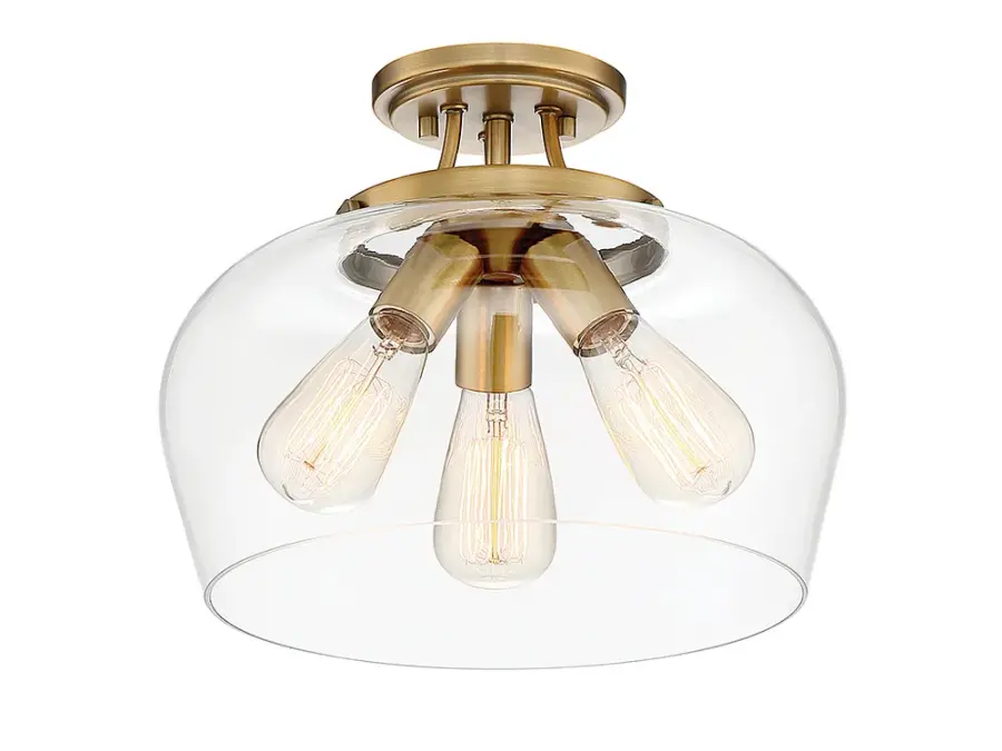 Octave Three Light Semi-Flush Mount in Warm Brass - Image 4