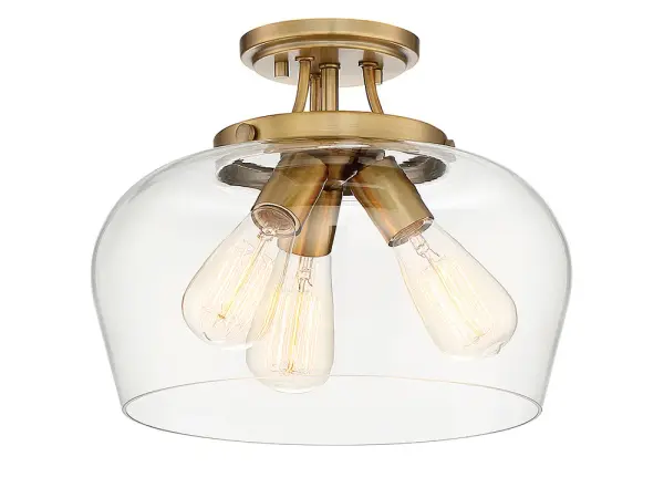 Octave Three Light Semi-Flush Mount in Warm Brass - Image 5