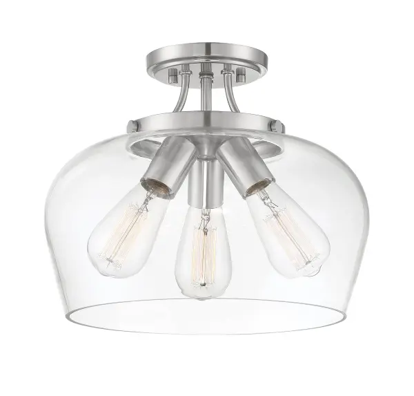 Octave 3-Light Ceiling Light in Satin Nickel - Image 1