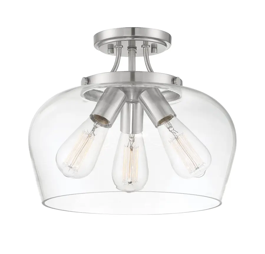 Octave 3-Light Ceiling Light in Satin Nickel - Image 1