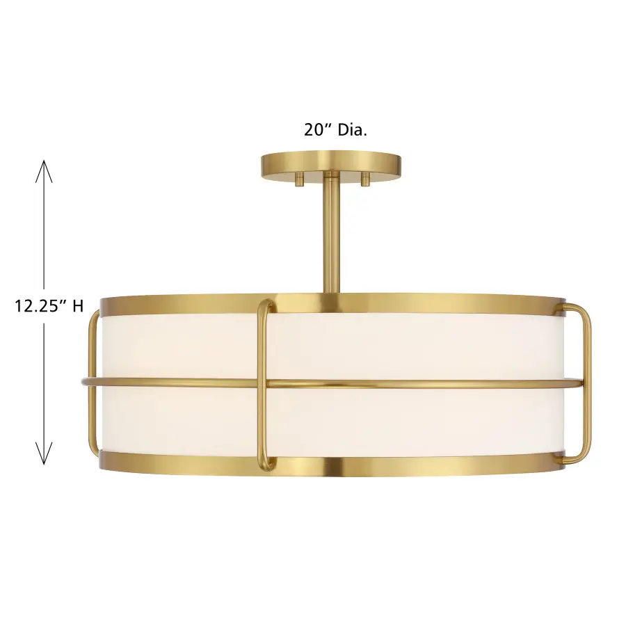 Chauncey Four Light Semi-Flush Mount in Warm Brass - Image 7