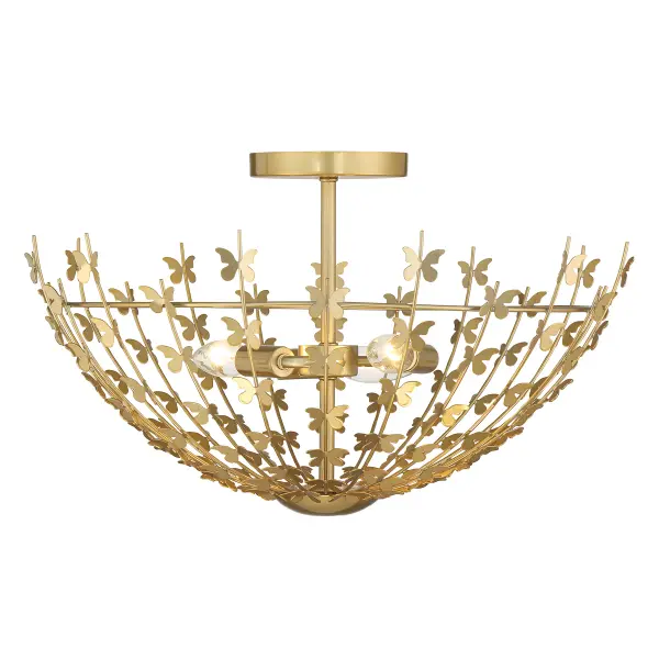 Birch Three Light Semi-Flush Mount in Burnished Brass - Image 1