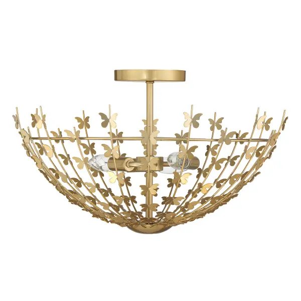 Birch Three Light Semi-Flush Mount in Burnished Brass - Image 2