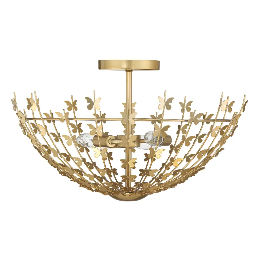 Birch Three Light Semi-Flush Mount in Burnished Brass - Image 2