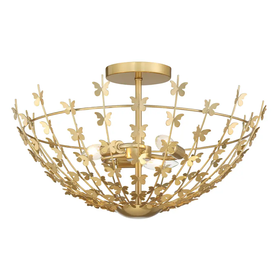 Birch Three Light Semi-Flush Mount in Burnished Brass - Image 3