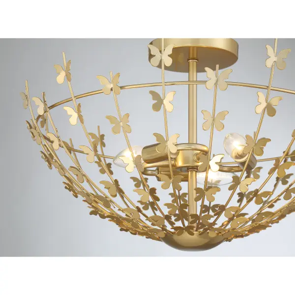 Birch Three Light Semi-Flush Mount in Burnished Brass - Image 5