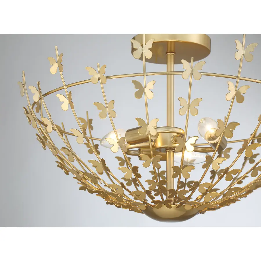 Birch Three Light Semi-Flush Mount in Burnished Brass - Image 5