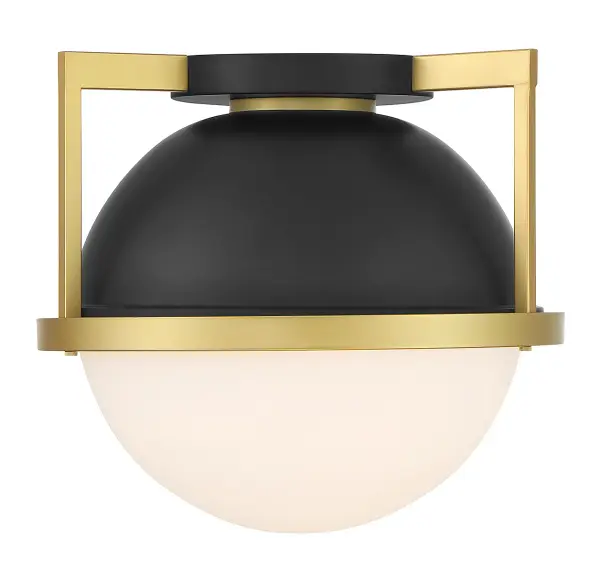 Carlysle 1-Light Ceiling Light in Matte Black with Warm Brass Accents - Image 1