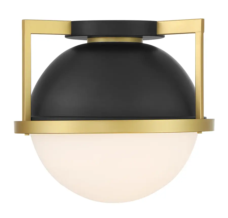 Carlysle 1-Light Ceiling Light in Matte Black with Warm Brass Accents - Image 1
