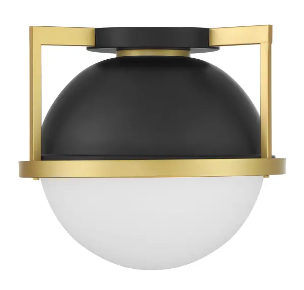 Carlysle 1-Light Ceiling Light in Matte Black with Warm Brass Accents - Image 2