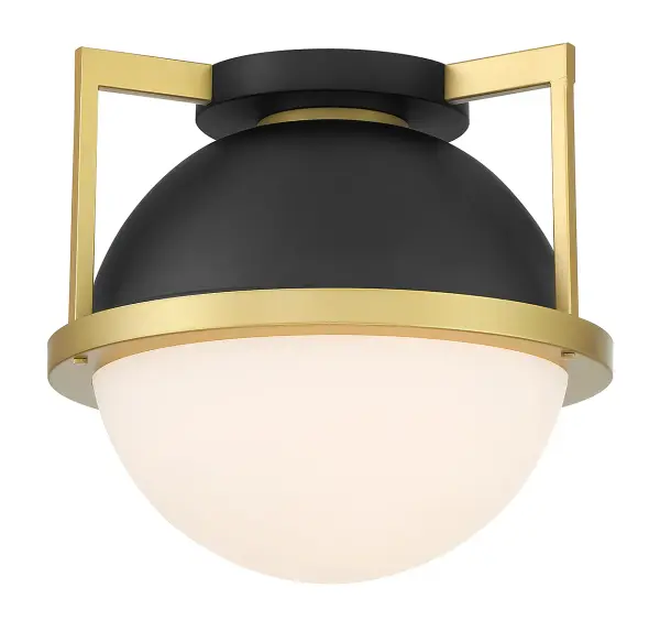 Carlysle 1-Light Ceiling Light in Matte Black with Warm Brass Accents - Image 3