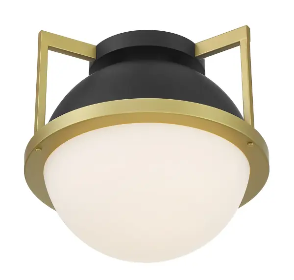 Carlysle 1-Light Ceiling Light in Matte Black with Warm Brass Accents - Image 4