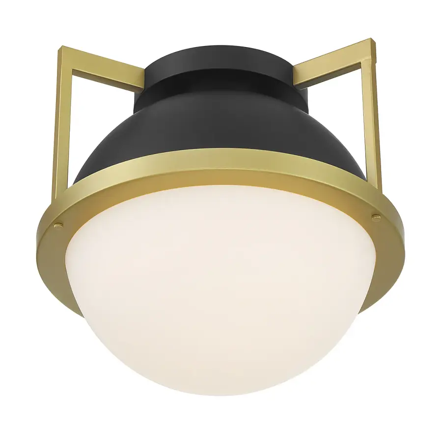 Carlysle 1-Light Ceiling Light in Matte Black with Warm Brass Accents - Image 4