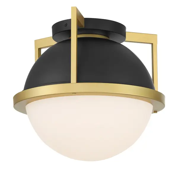 Carlysle 1-Light Ceiling Light in Matte Black with Warm Brass Accents - Image 5