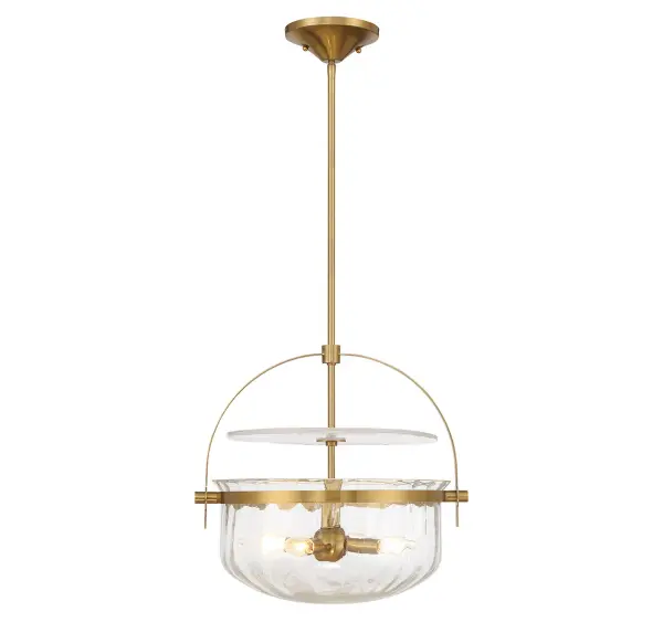 The Denmar offers exceptional flexibility as both a semi-flush mount and pendant, making it ideal for various ceiling heights. The crackled glass shade adds textural interest while the warm brass finish brings timeless sophistication to transitional spaces.