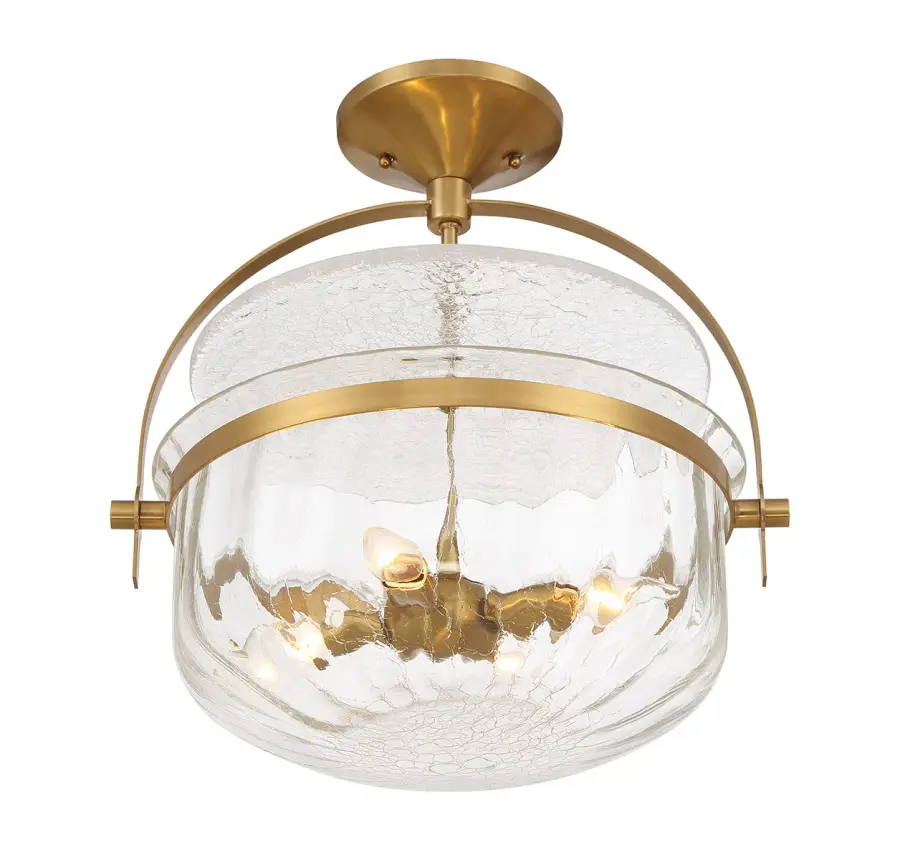 Denmar Four Light Convertible Semi-Flush/Pendant in Warm Brass - Image 11