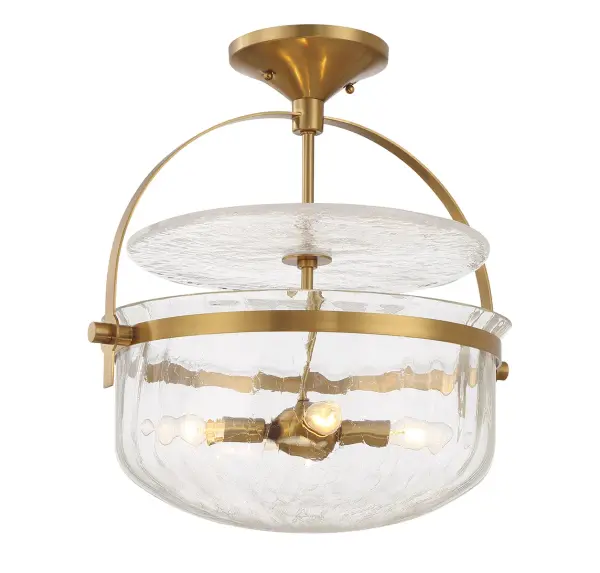 Denmar Four Light Convertible Semi-Flush/Pendant in Warm Brass - Image 12