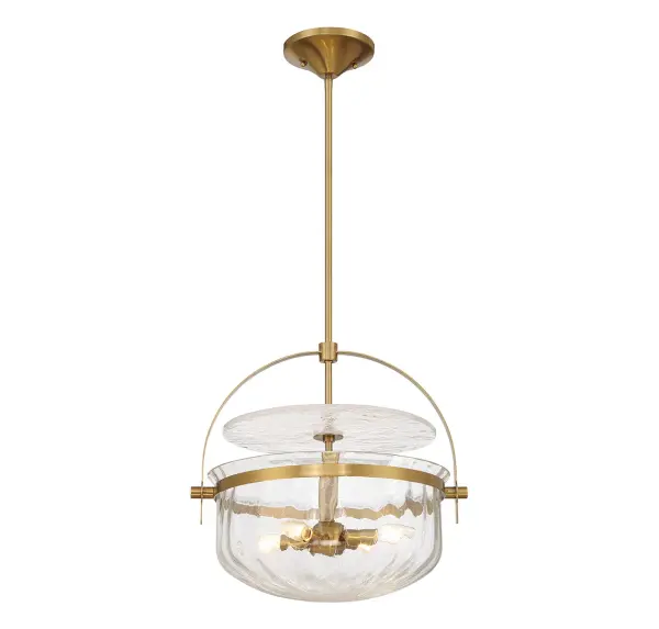 Denmar Four Light Convertible Semi-Flush/Pendant in Warm Brass - Image 3