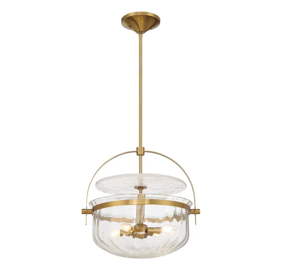 Denmar Four Light Convertible Semi-Flush/Pendant in Warm Brass - Image 3