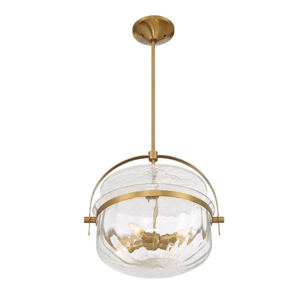 Denmar Four Light Convertible Semi-Flush/Pendant in Warm Brass - Image 4