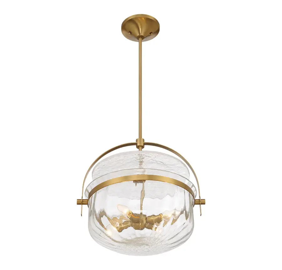 Denmar Four Light Convertible Semi-Flush/Pendant in Warm Brass - Image 4