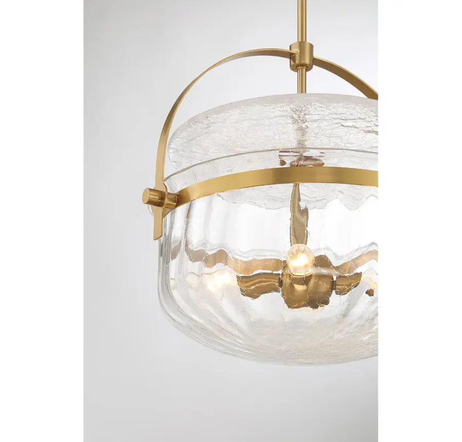Denmar Four Light Convertible Semi-Flush/Pendant in Warm Brass - Image 6