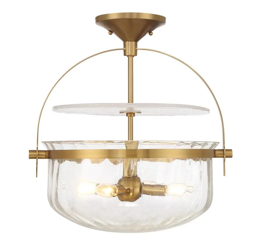 Denmar Four Light Convertible Semi-Flush/Pendant in Warm Brass - Image 8