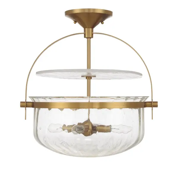 Denmar Four Light Convertible Semi-Flush/Pendant in Warm Brass - Image 9