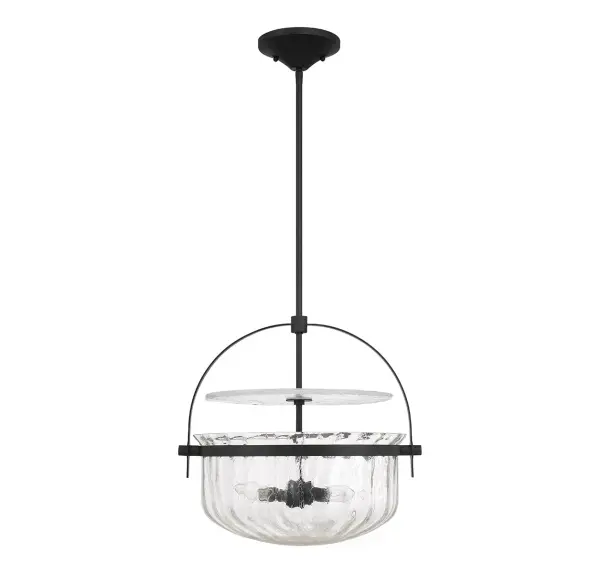Denmar 4-Light Convertible Semi-Flush or Pendant in Matte Black - Image 2