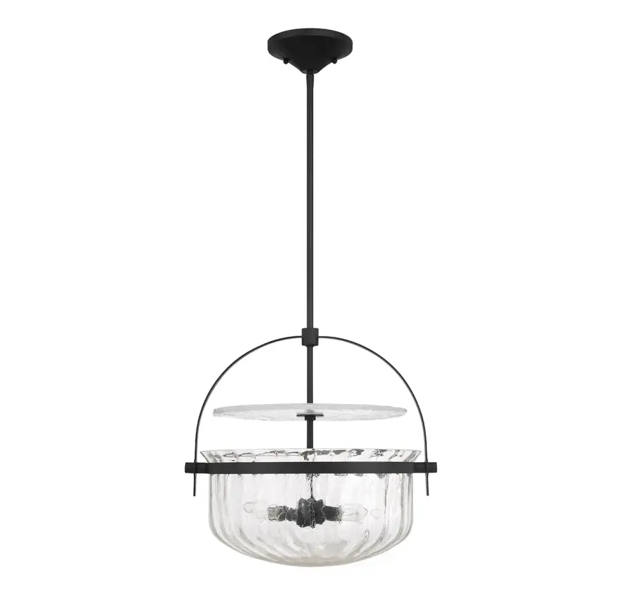 Denmar 4-Light Convertible Semi-Flush or Pendant in Matte Black - Image 2