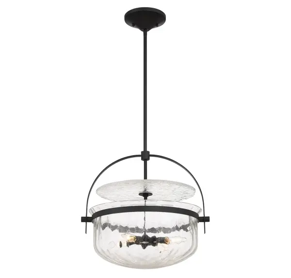 Denmar 4-Light Convertible Semi-Flush or Pendant in Matte Black - Image 3